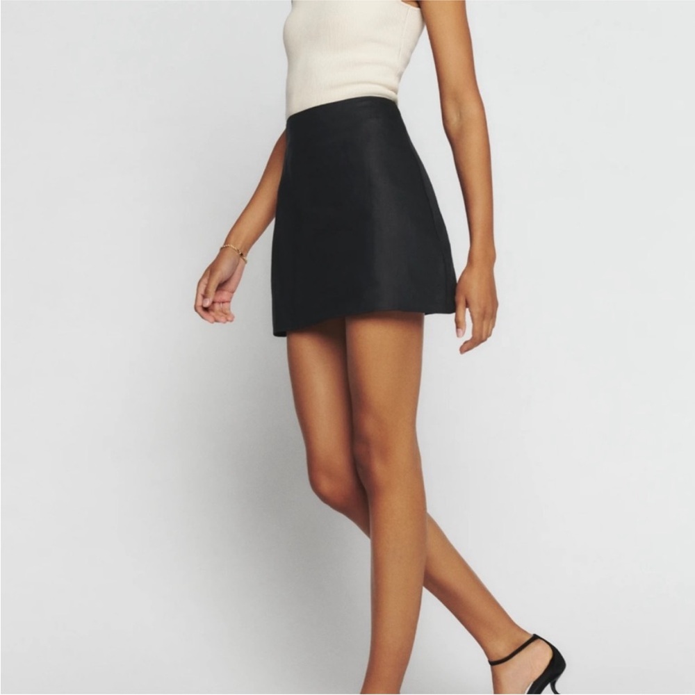 Reformation sz 18 Veranda 100% Linen Mini Skirt Black
